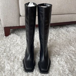 KAIA x ZARA Knee High Leather Cowboy Boots in US 7.5 EU 38